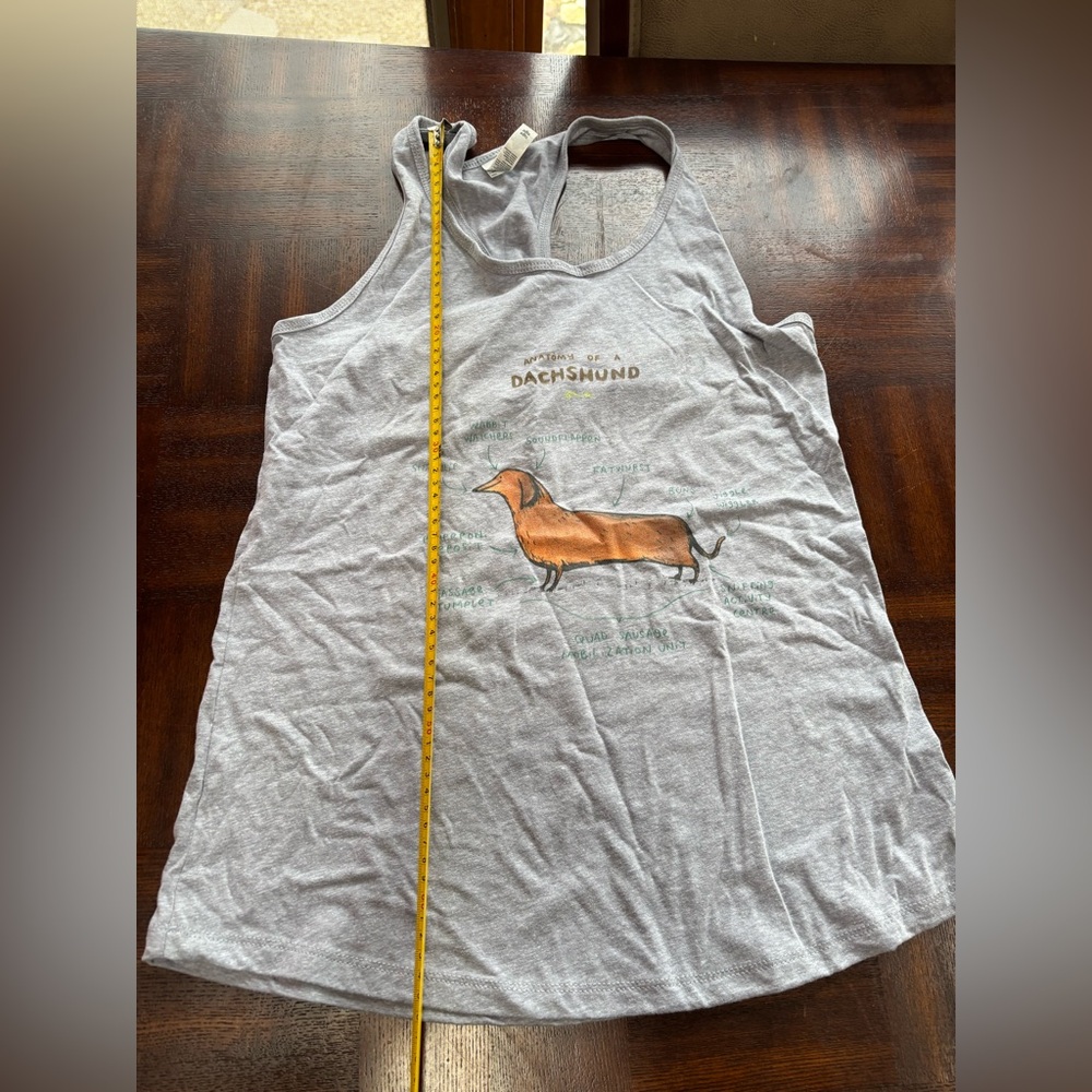 Brand New Gray Dachshund Graphic Racerback Tank Top
